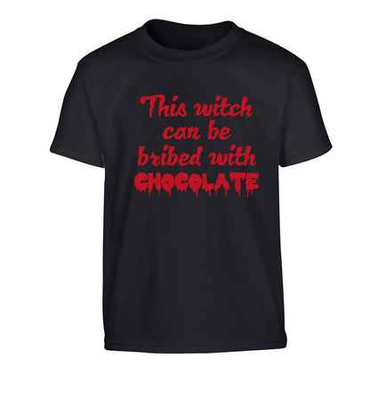 This witch can be bribed with chocolate Children's black Tshirt 12-13 Years