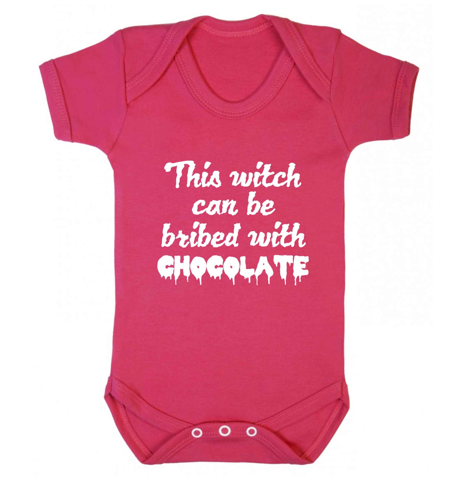 This witch can be bribed with chocolate baby vest dark pink 18-24 months