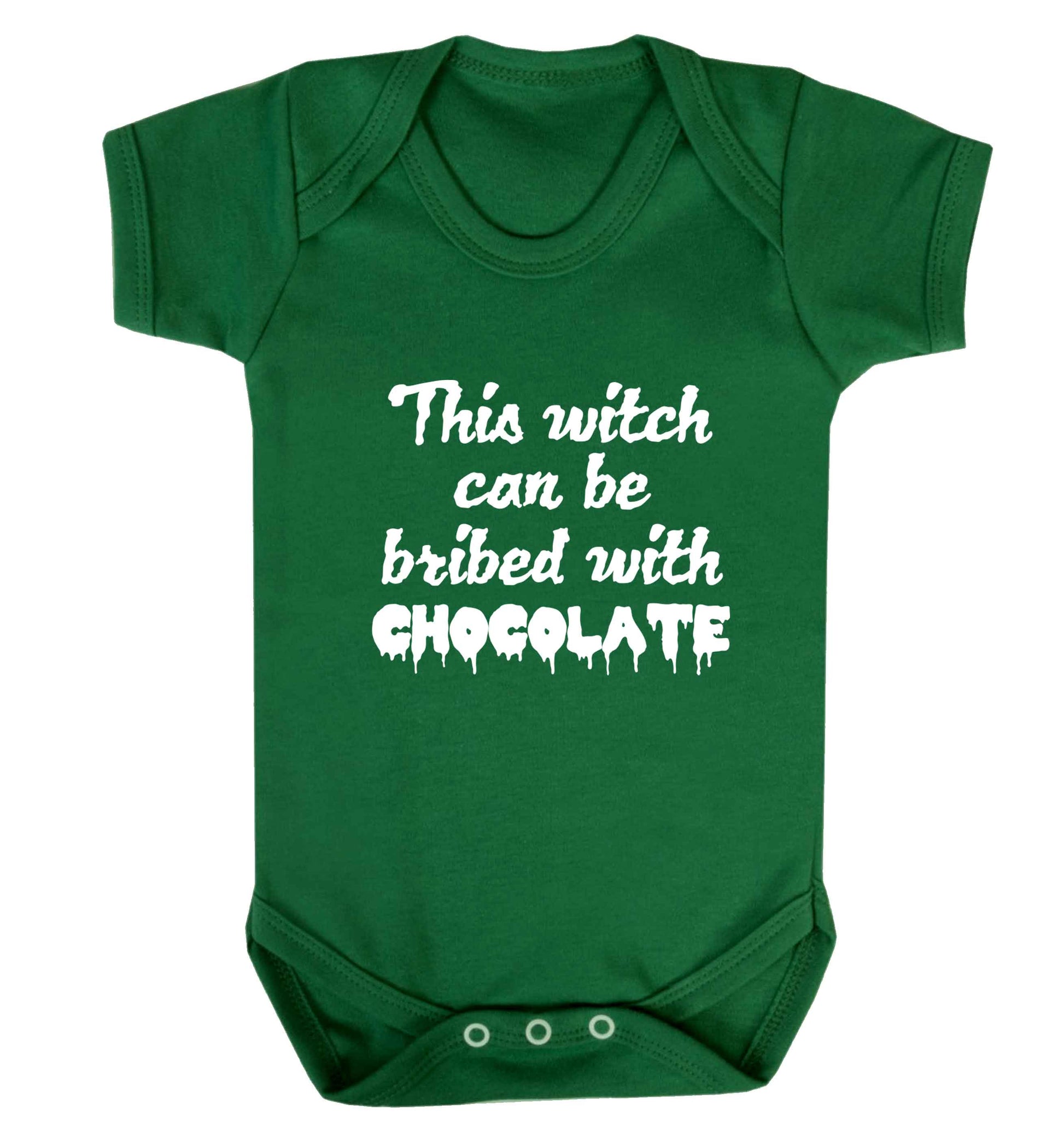 This witch can be bribed with chocolate baby vest green 18-24 months