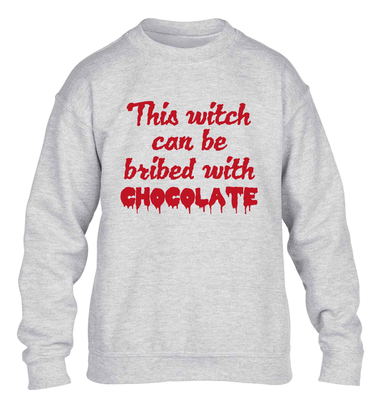 This witch can be bribed with chocolate children's grey sweater 12-13 Years
