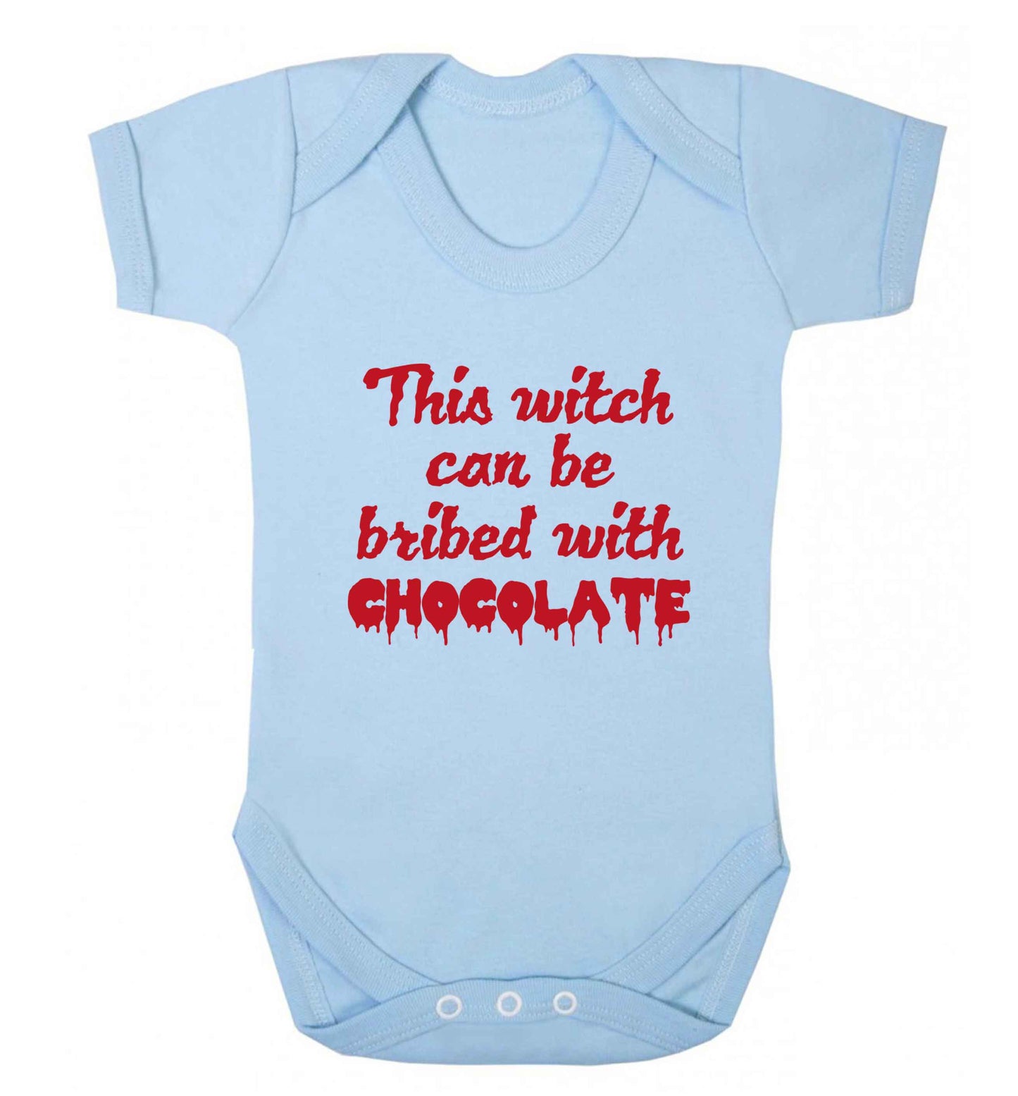 This witch can be bribed with chocolate baby vest pale blue 18-24 months