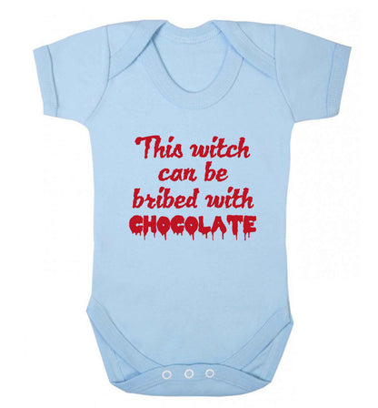This witch can be bribed with chocolate baby vest pale blue 18-24 months