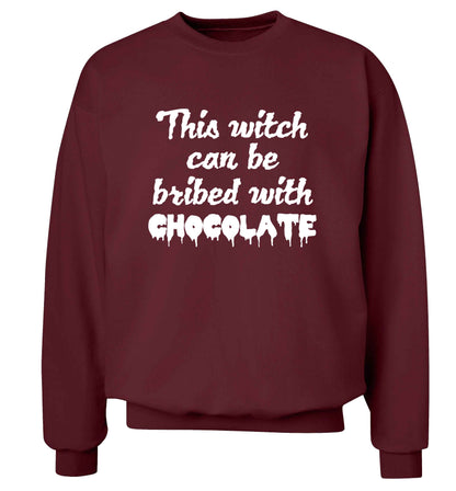 This witch can be bribed with chocolate adult's unisex maroon sweater 2XL