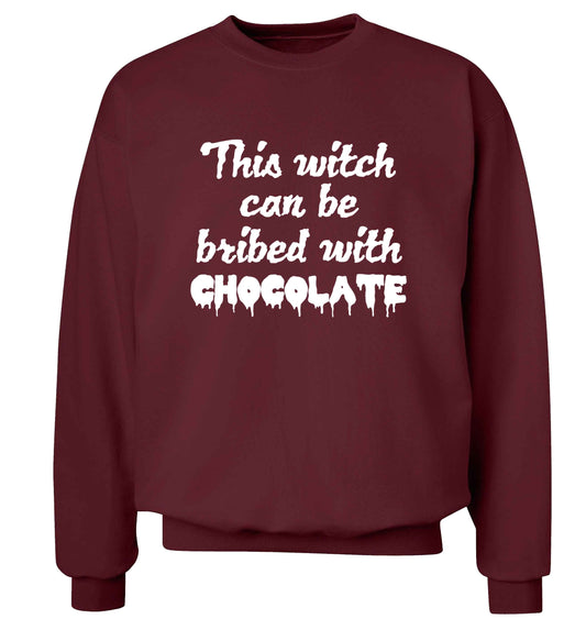 This witch can be bribed with chocolate adult's unisex maroon sweater 2XL