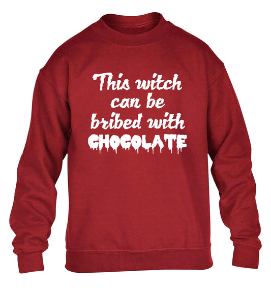 This witch can be bribed with chocolate children's grey sweater 12-13 Years