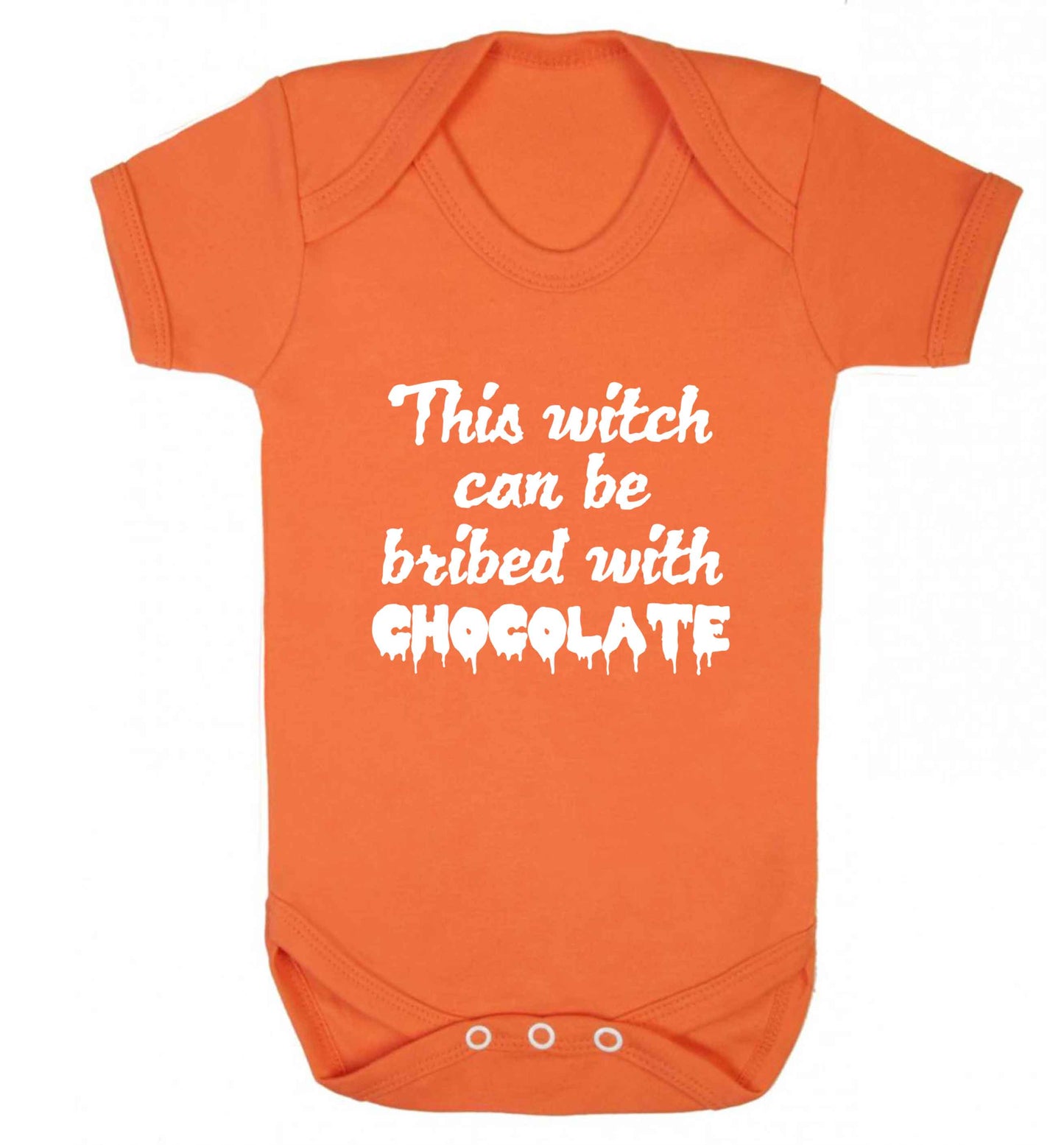 This witch can be bribed with chocolate baby vest orange 18-24 months