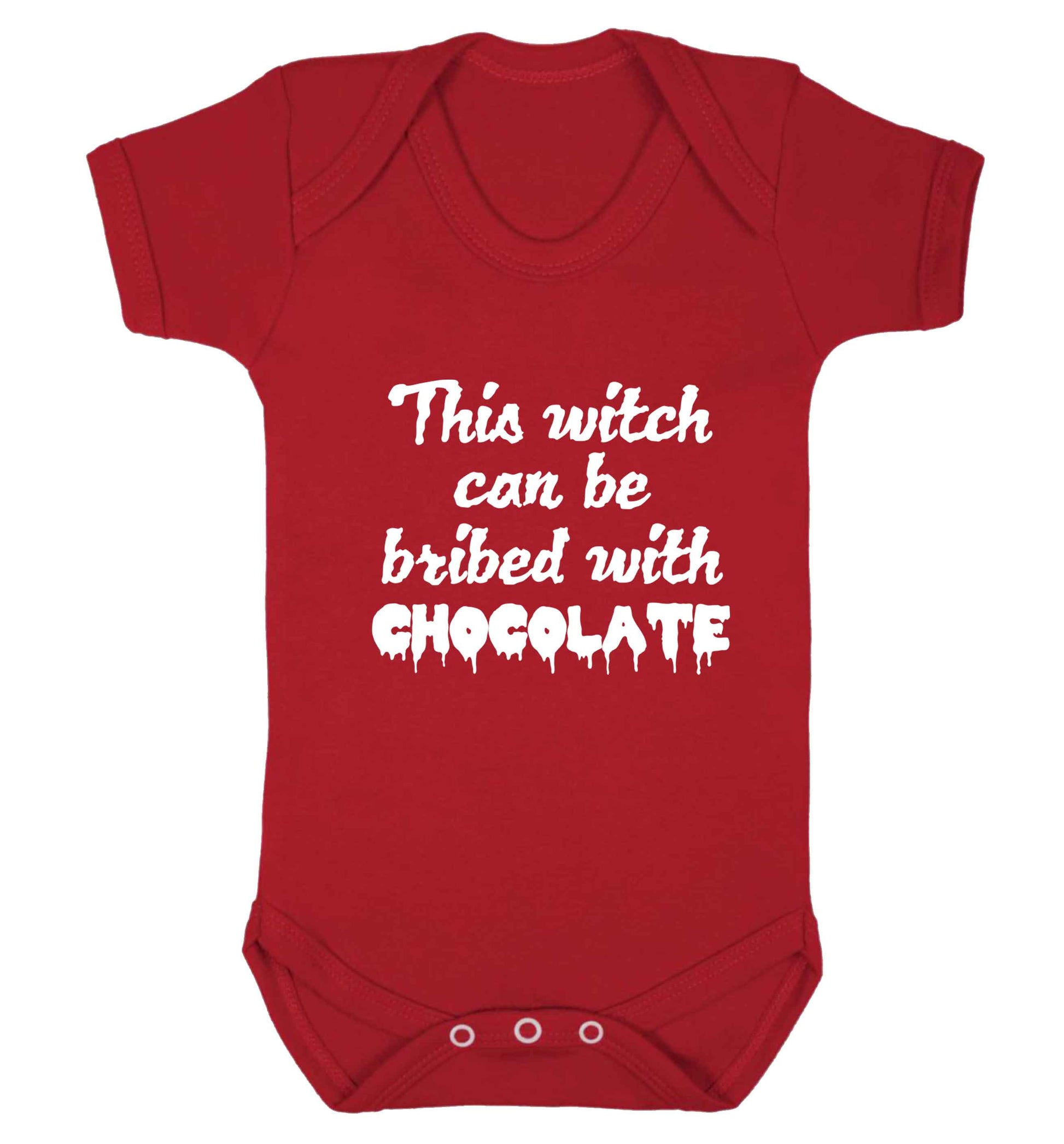 This witch can be bribed with chocolate baby vest red 18-24 months