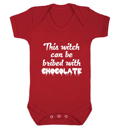 This witch can be bribed with chocolate baby vest red 18-24 months
