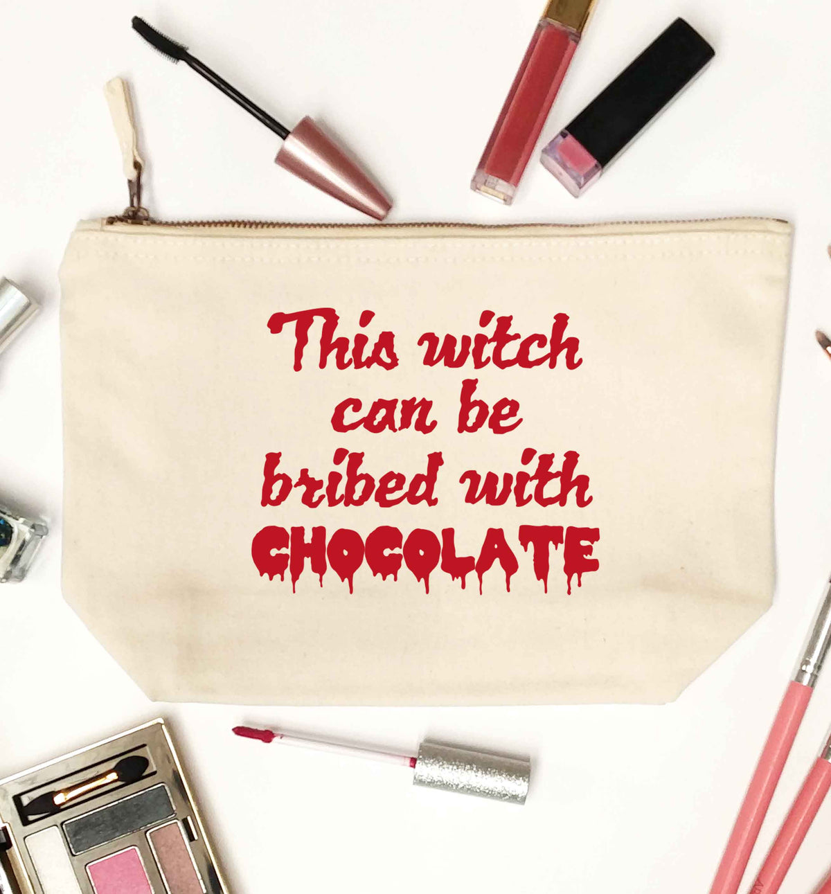 This witch can be bribed with chocolate natural makeup bag