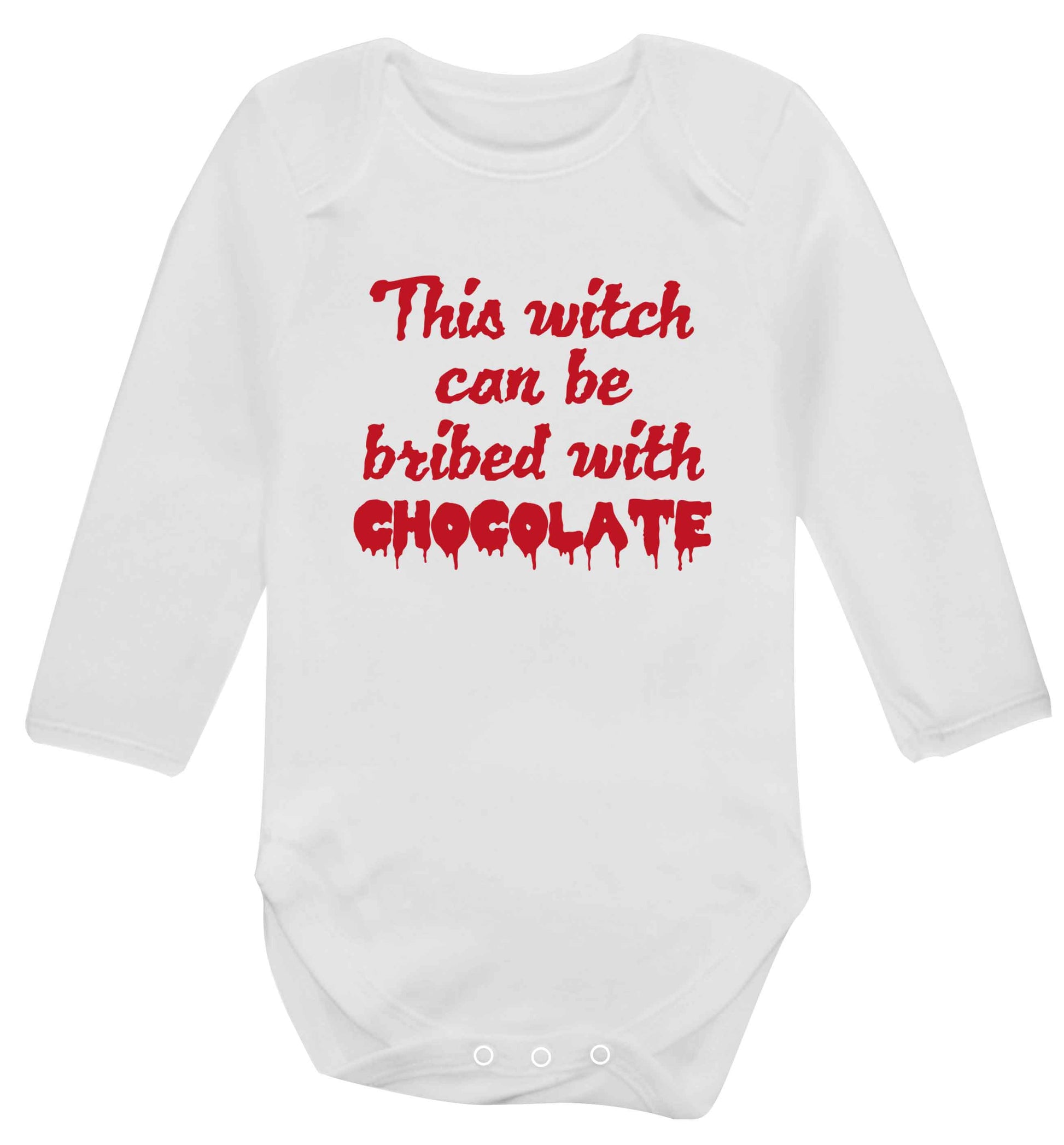 This witch can be bribed with chocolate baby vest long sleeved white 6-12 months