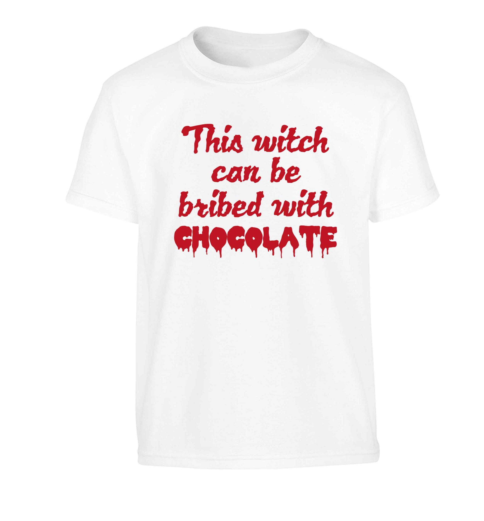 This witch can be bribed with chocolate Children's white Tshirt 12-13 Years