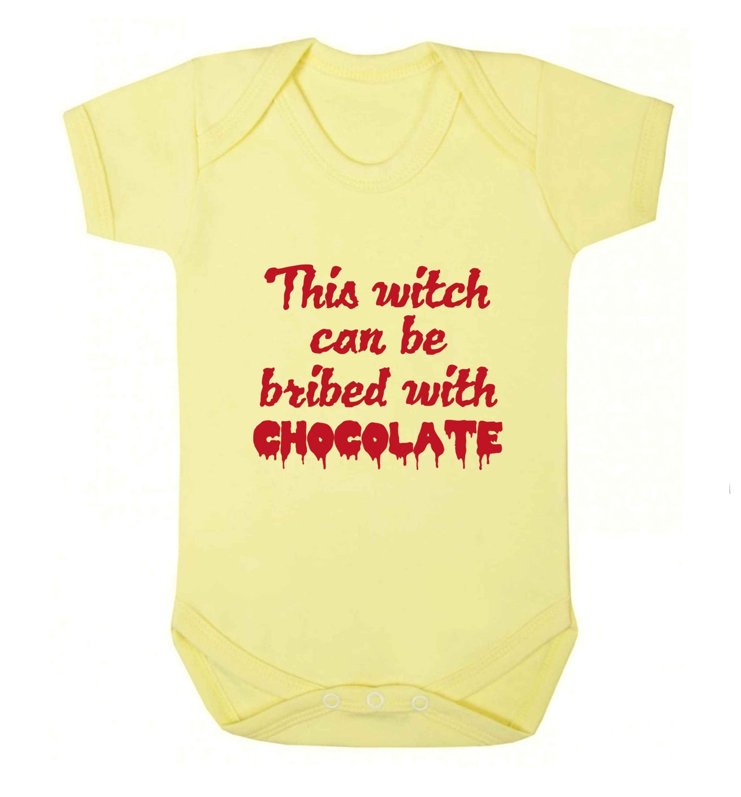 This witch can be bribed with chocolate baby vest pale yellow 18-24 months