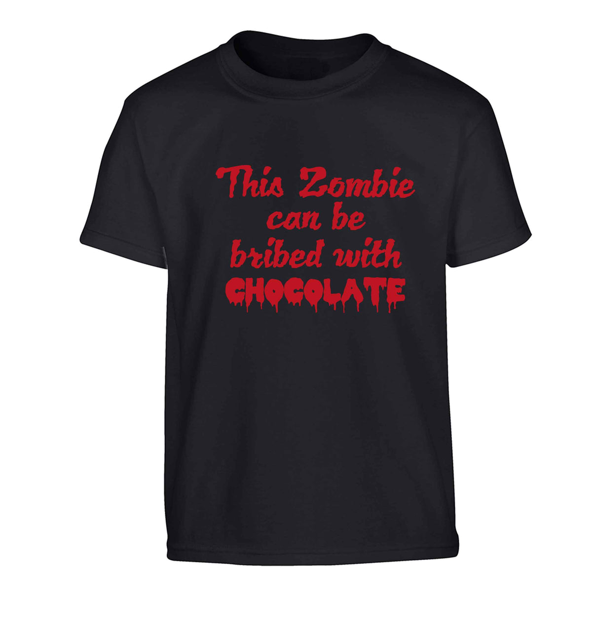 This zombie can be bribed with chocolate Children's black Tshirt 12-13 Years