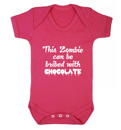 This zombie can be bribed with chocolate baby vest dark pink 18-24 months