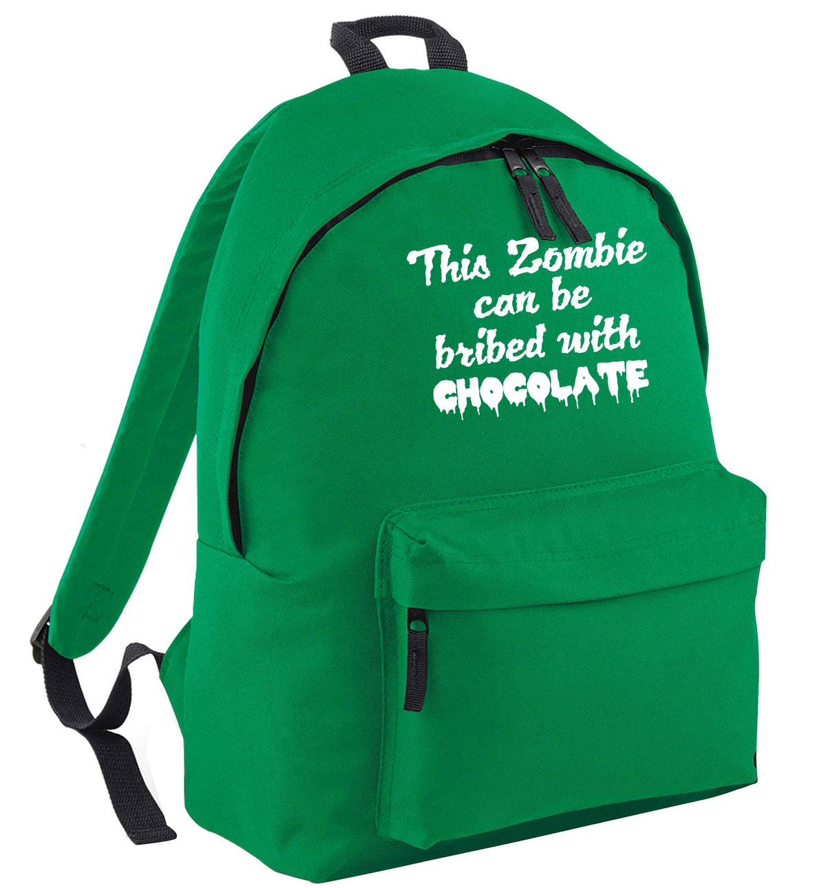 This zombie can be bribed with chocolate green adults backpack