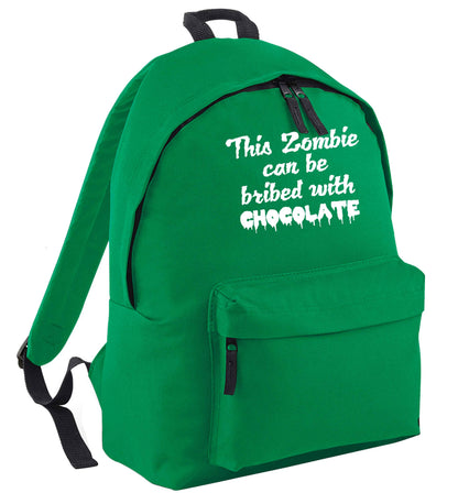 This zombie can be bribed with chocolate green adults backpack