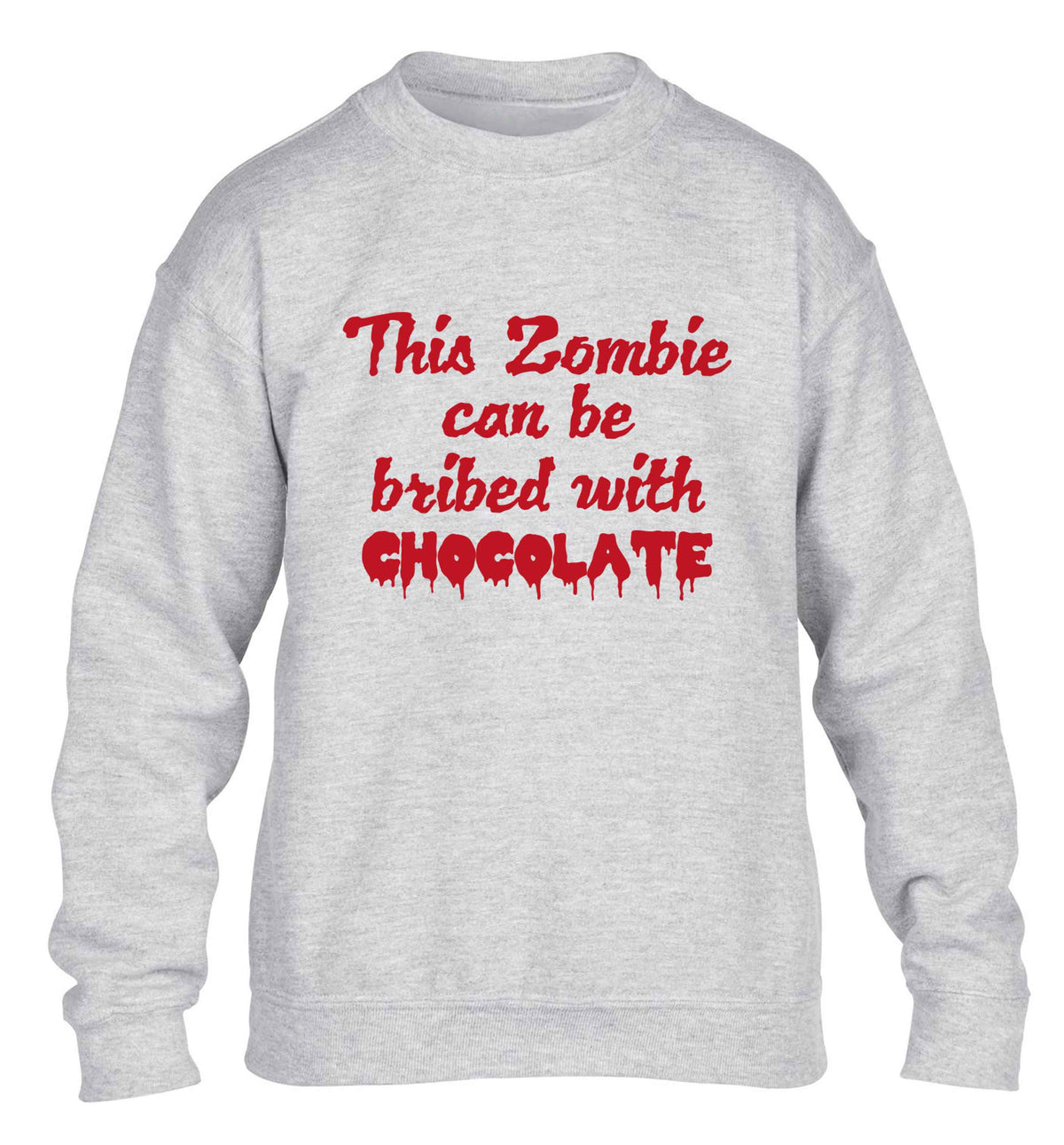 This zombie can be bribed with chocolate children's grey sweater 12-13 Years