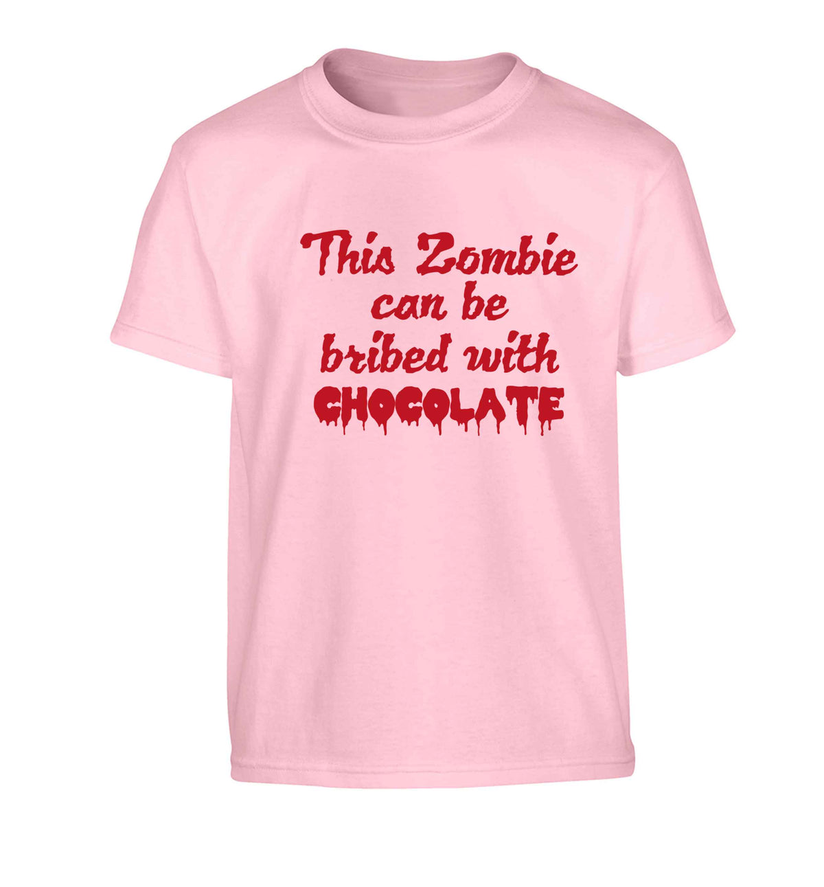 This zombie can be bribed with chocolate Children's light pink Tshirt 12-13 Years