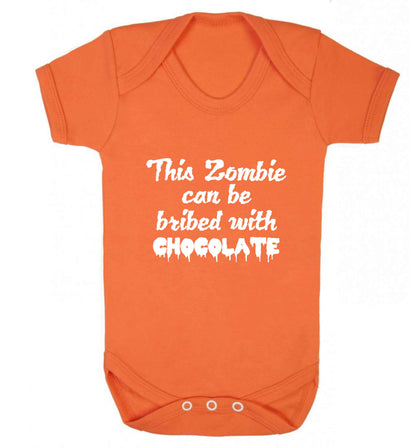 This zombie can be bribed with chocolate baby vest orange 18-24 months