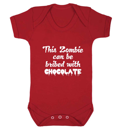 This zombie can be bribed with chocolate baby vest red 18-24 months