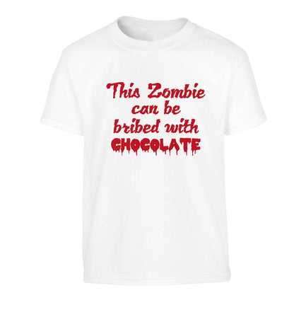 This zombie can be bribed with chocolate Children's white Tshirt 12-13 Years