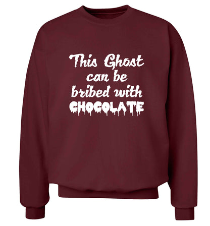 This ghost can be bribed with chocolate adult's unisex maroon sweater 2XL