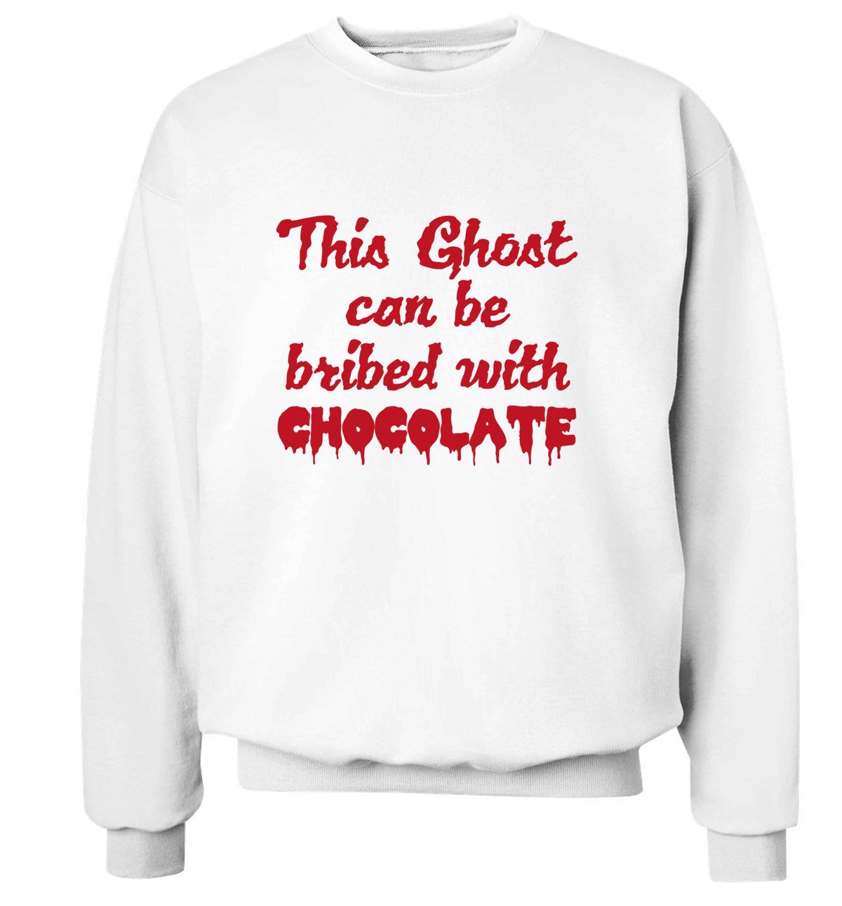 This ghost can be bribed with chocolate adult's unisex white sweater 2XL
