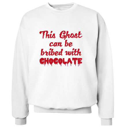 This ghost can be bribed with chocolate adult's unisex white sweater 2XL