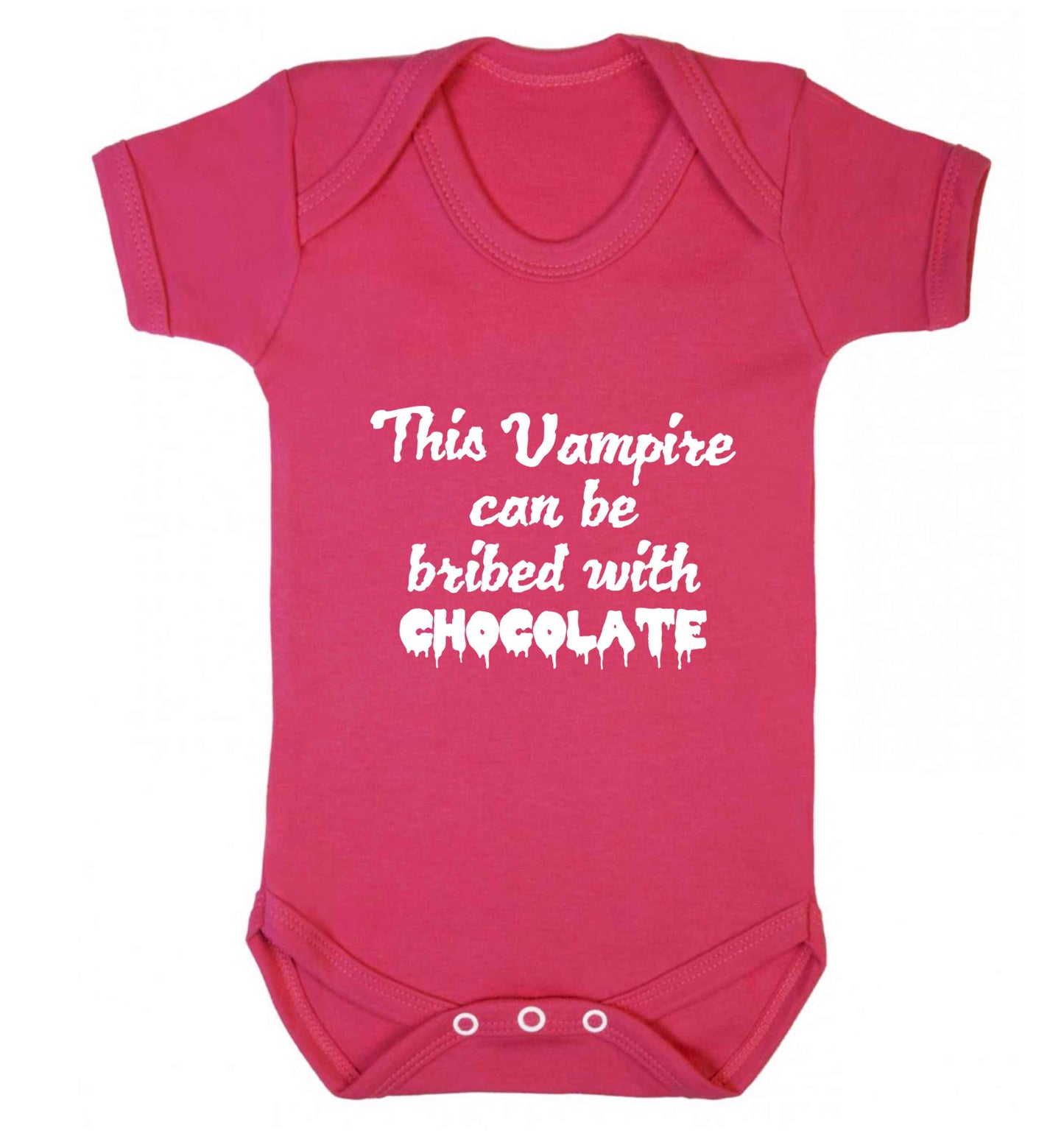 This vampire can be bribed with chocolate baby vest dark pink 18-24 months