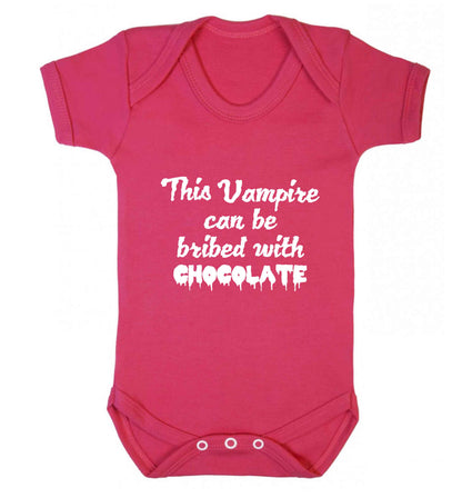 This vampire can be bribed with chocolate baby vest dark pink 18-24 months