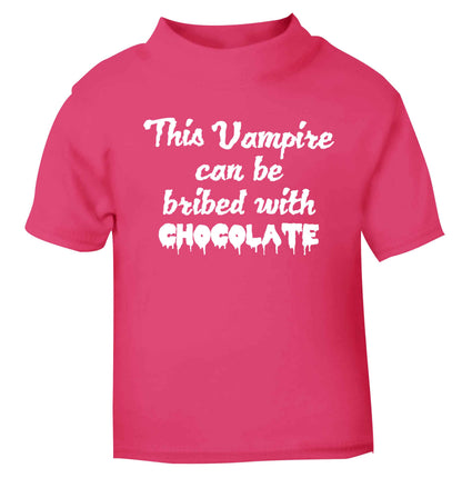 This vampire can be bribed with chocolate pink baby toddler Tshirt 2 Years