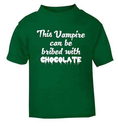 This vampire can be bribed with chocolate green baby toddler Tshirt 2 Years