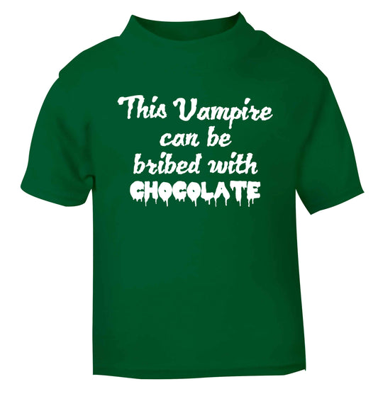 This vampire can be bribed with chocolate green baby toddler Tshirt 2 Years