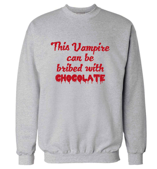 This vampire can be bribed with chocolate adult's unisex grey sweater 2XL