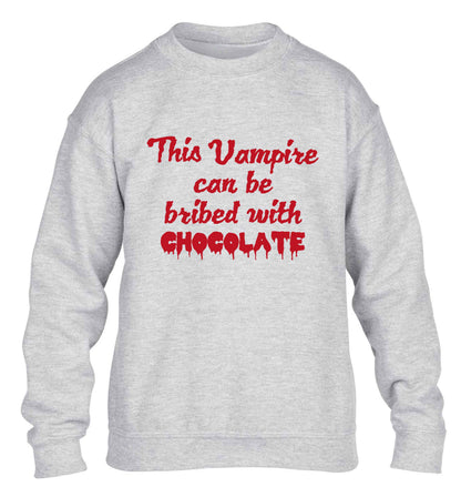This vampire can be bribed with chocolate children's grey sweater 12-13 Years