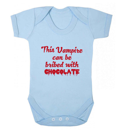This vampire can be bribed with chocolate baby vest pale blue 18-24 months