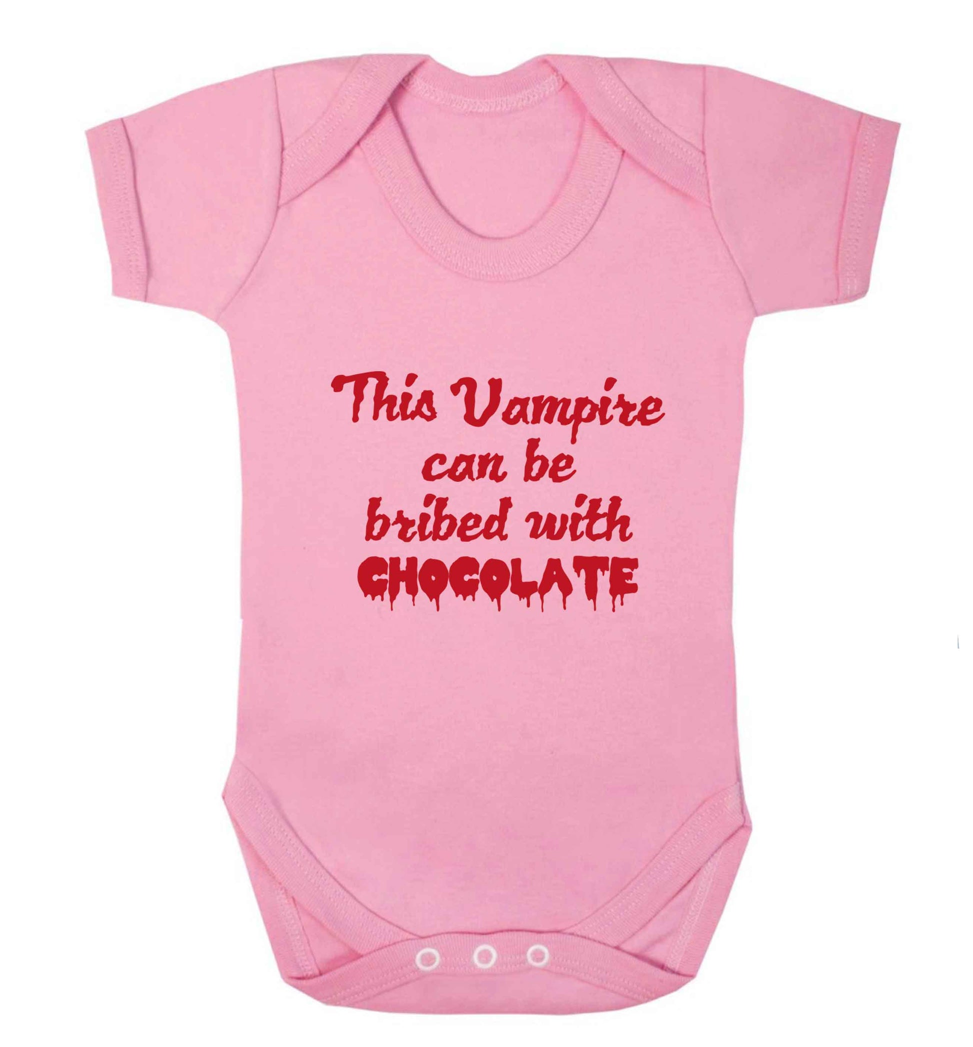 This vampire can be bribed with chocolate baby vest pale pink 18-24 months