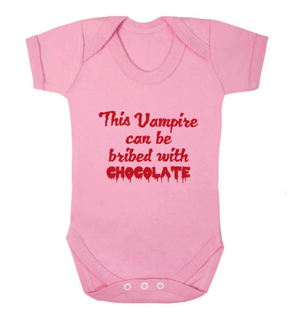 This vampire can be bribed with chocolate baby vest pale pink 18-24 months