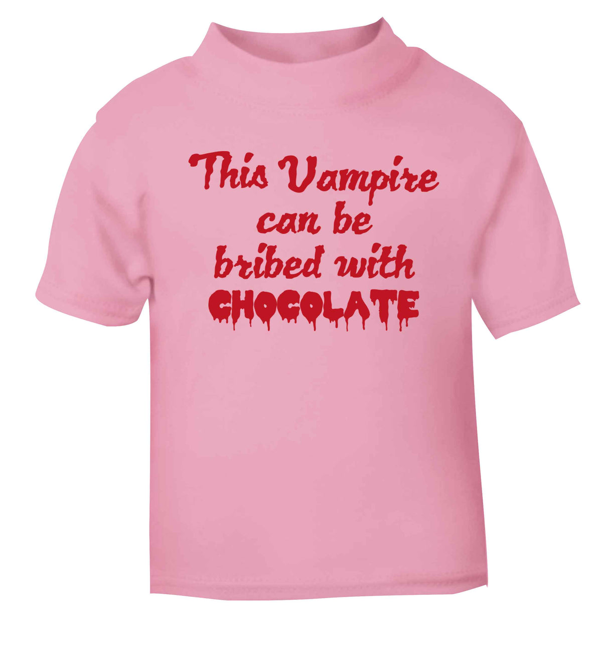 This vampire can be bribed with chocolate light pink baby toddler Tshirt 2 Years