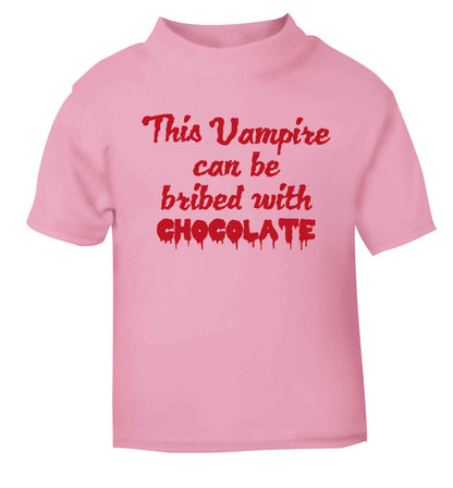This vampire can be bribed with chocolate light pink baby toddler Tshirt 2 Years