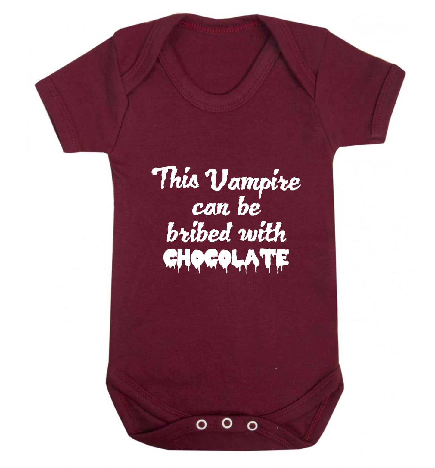 This vampire can be bribed with chocolate baby vest maroon 18-24 months