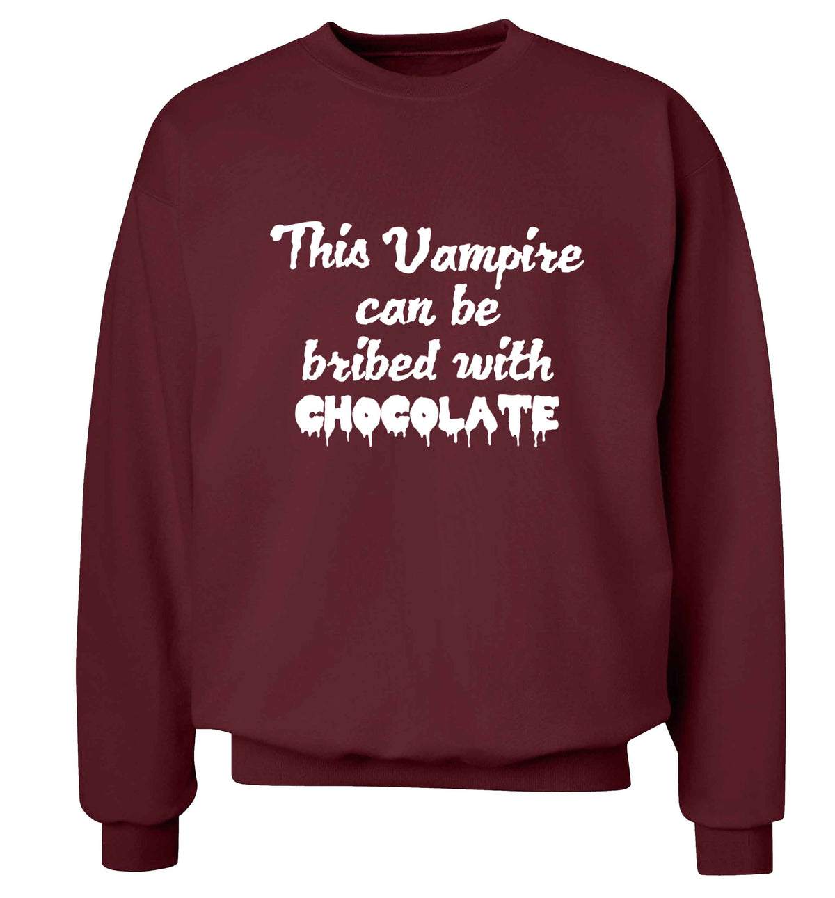 This vampire can be bribed with chocolate adult's unisex maroon sweater 2XL