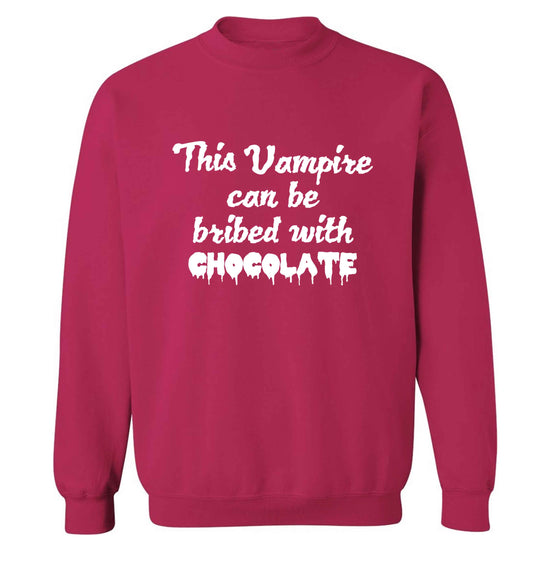 This vampire can be bribed with chocolate adult's unisex pink sweater 2XL