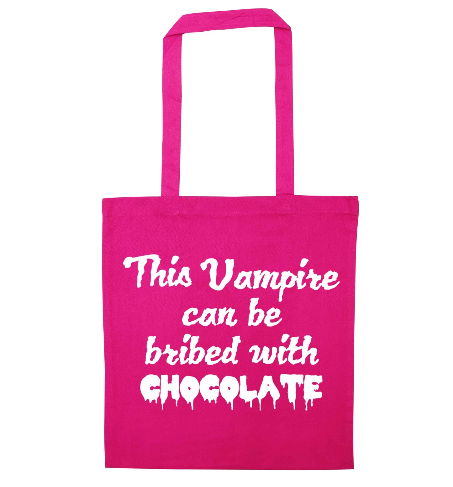 This vampire can be bribed with chocolate pink tote bag