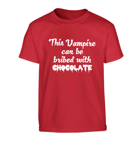 This vampire can be bribed with chocolate Children's red Tshirt 12-13 Years