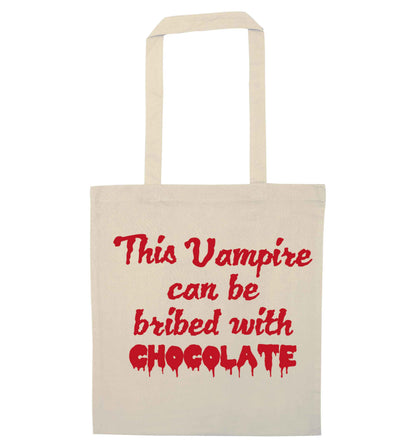 This vampire can be bribed with chocolate natural tote bag