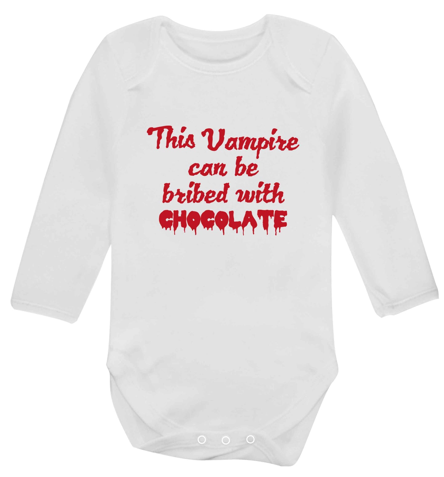 This vampire can be bribed with chocolate baby vest long sleeved white 6-12 months