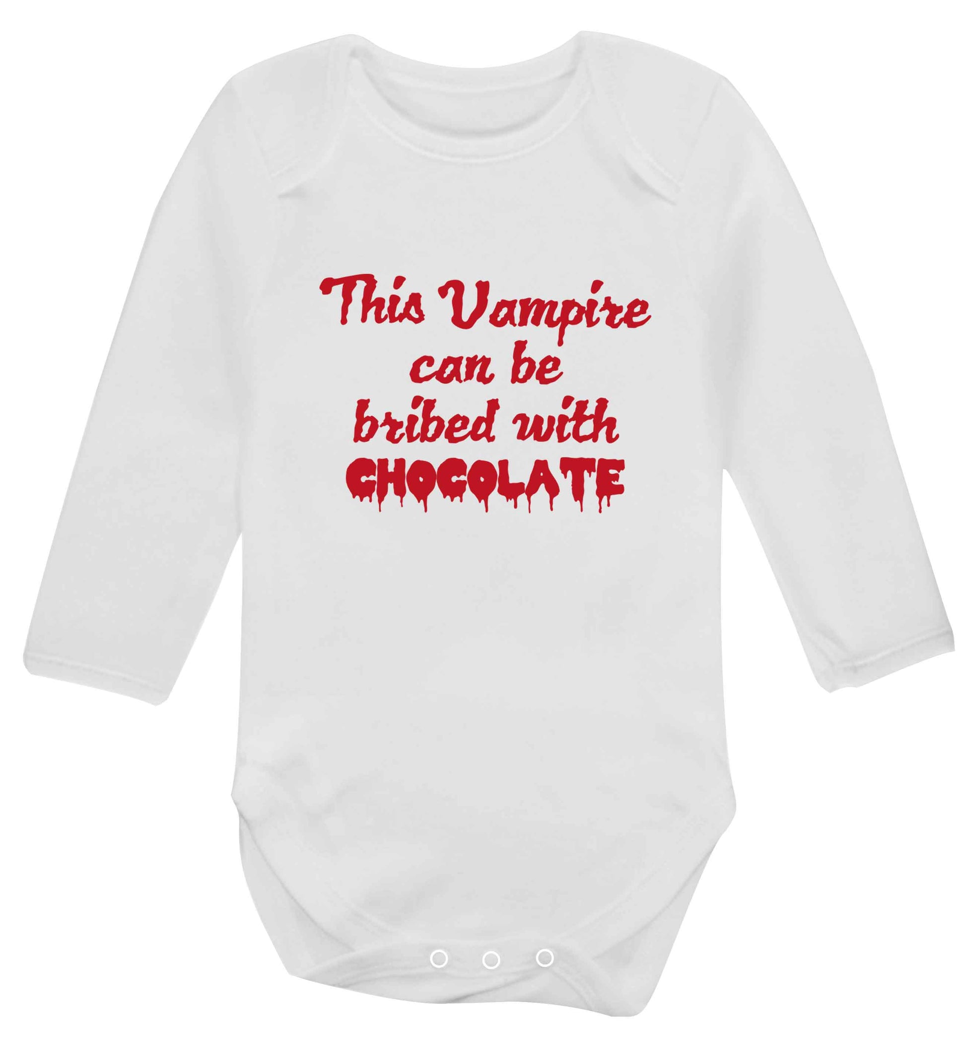 This vampire can be bribed with chocolate baby vest long sleeved white 6-12 months