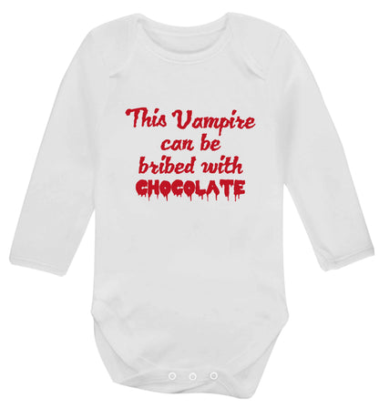 This vampire can be bribed with chocolate baby vest long sleeved white 6-12 months