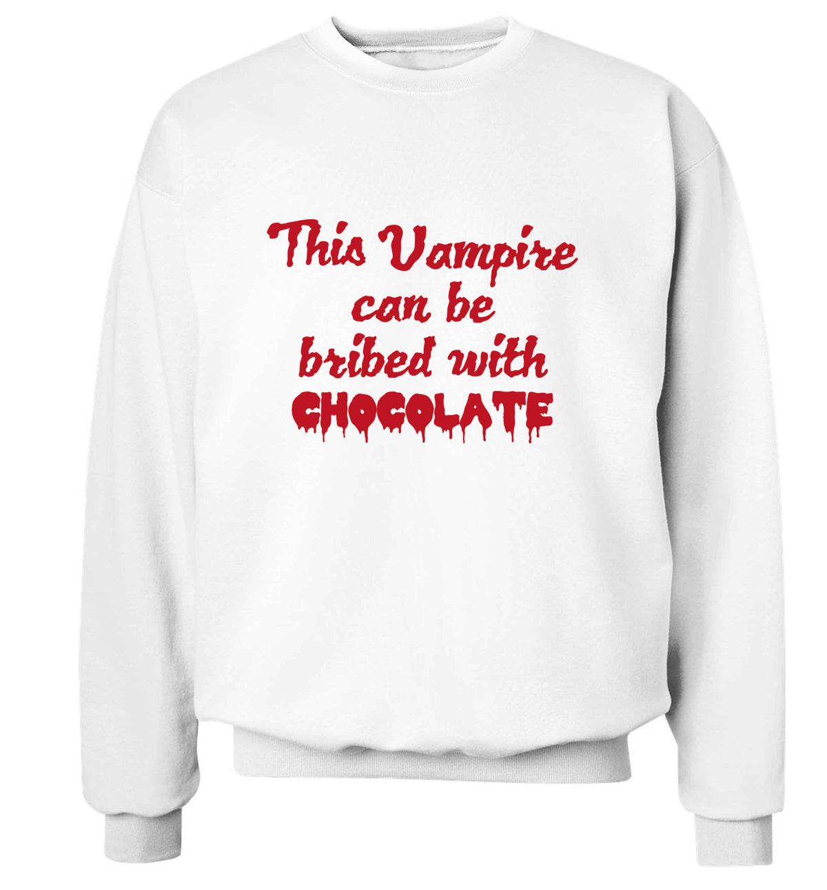 This vampire can be bribed with chocolate adult's unisex white sweater 2XL